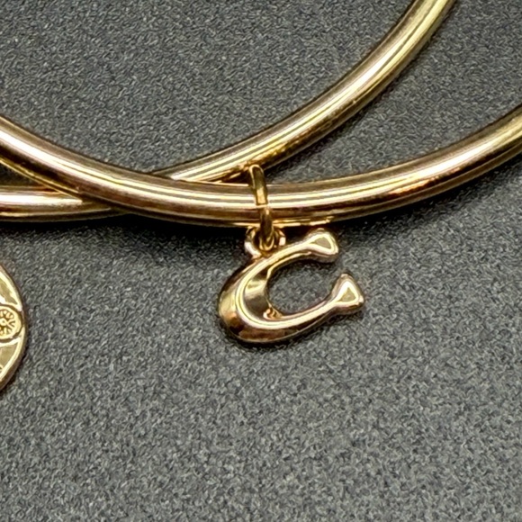 Coach Gold tone Charm Bangle Set of 2 #A103 size 7.75 - Picture 4 of 8